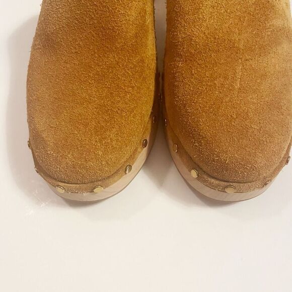 J. Crew Dakota Clogs Brown Suede Wood Heel Slip On Size 10.5 style BJ797 - Picture 7 of 8